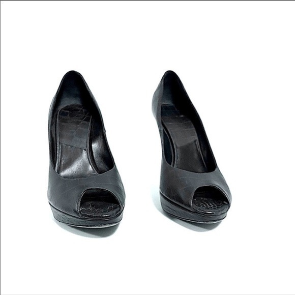 Dior. matte black leather heels.  Python/ croc - Picture 4 of 4